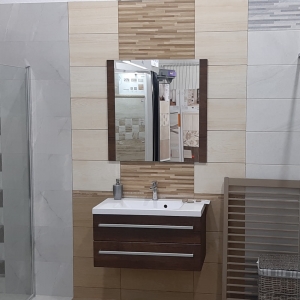 Kúpeľňová zostava - skrinka + umývadlo 80 cm + zrkadlo 80x80 cm