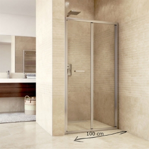 Sprchové dvere zalamovacie, Mistica, 100x190 cm, chróm ALU, sklo Chinchilla 